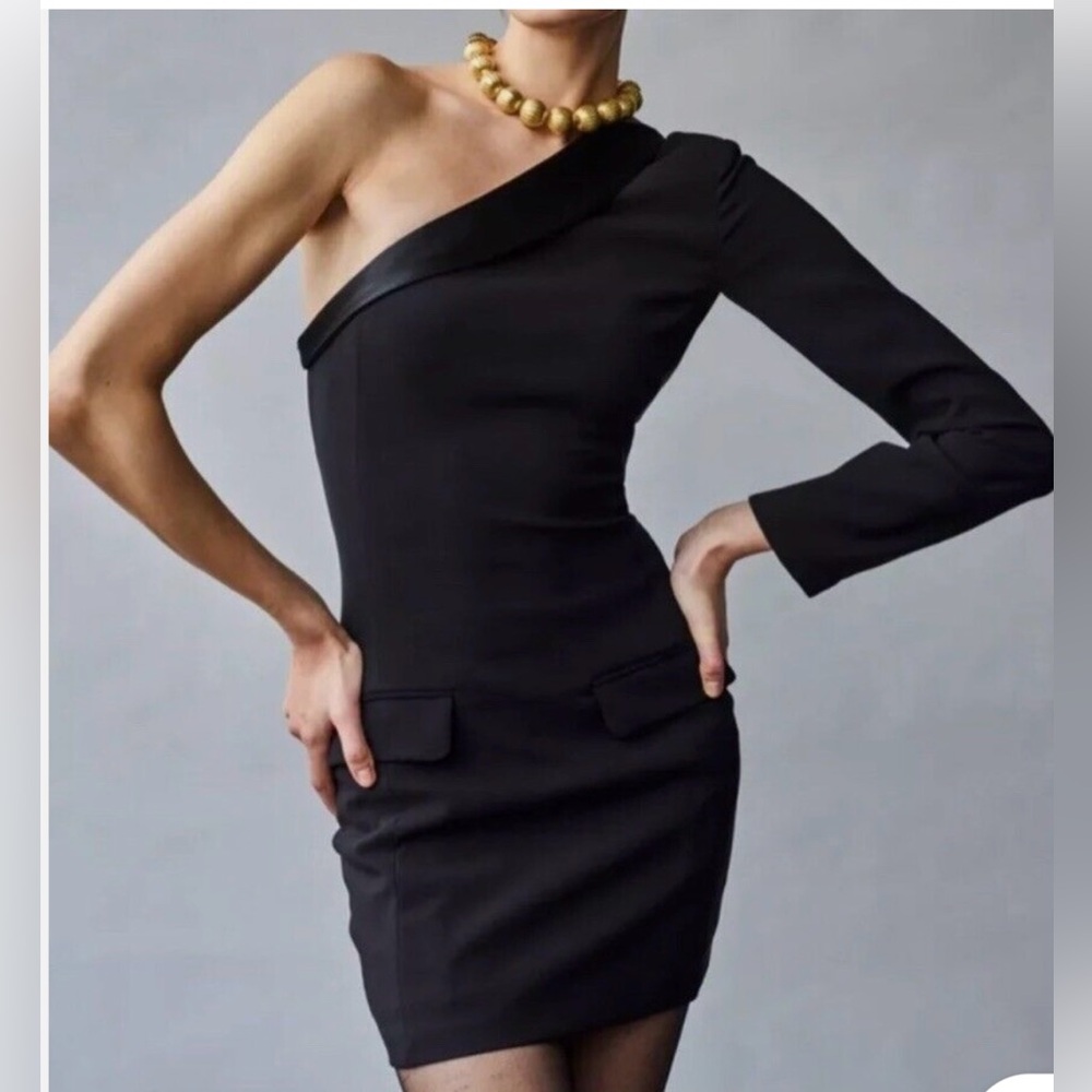 Zara asymmetrical tuxedo style dress